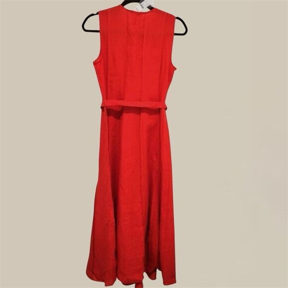 J. Crew Seamed linen dress with removable belt Red Arroyo Sz M Petite NWT CL042 - Picture 7 of 11